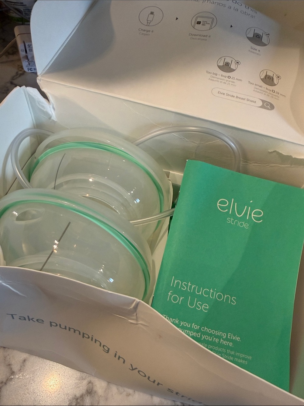 Elvie Stride Breast Pump Accessories in Mint Green